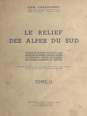 cover image of Le relief des Alpes du Sud (2)